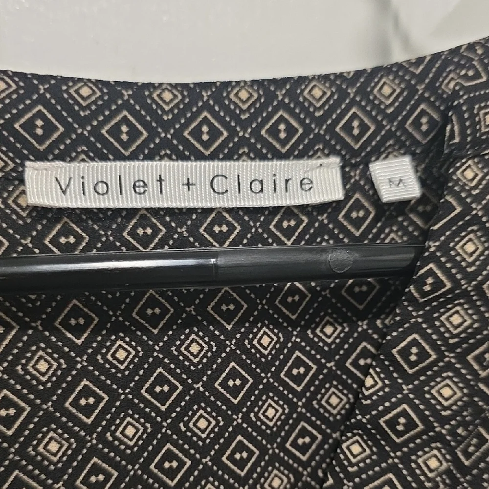 Violet & Claire Black Printed Long-Sleeve Blouse